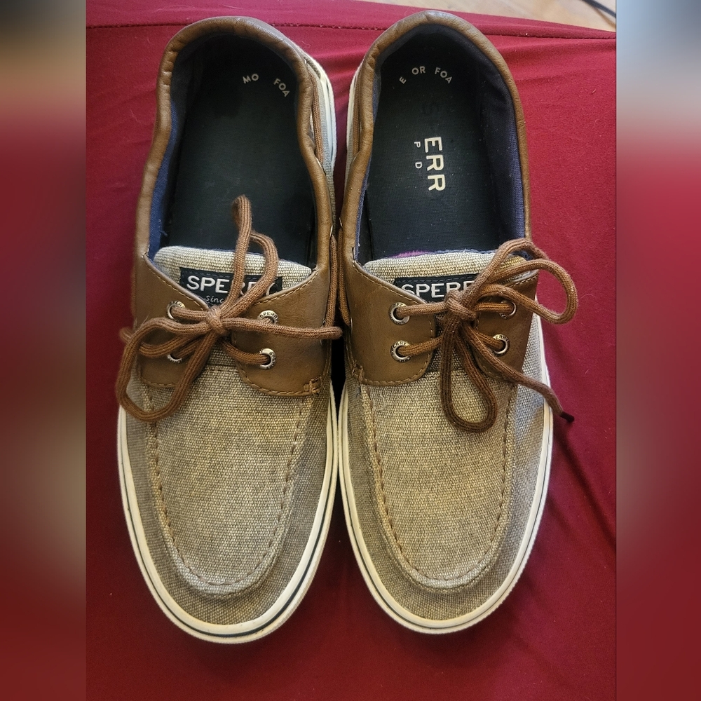Sperry Top Spider Mens 9.5 Tan w/ Brown Leather